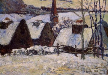  nieve Obras - Pueblo bretón en la nieve Postimpresionismo Primitivismo Paul Gauguin